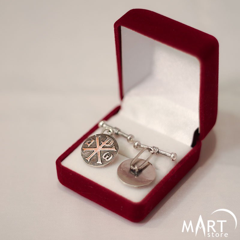 Custom Cufflinks Christian Cufflinks ChiRho Alpha & Omega Silver